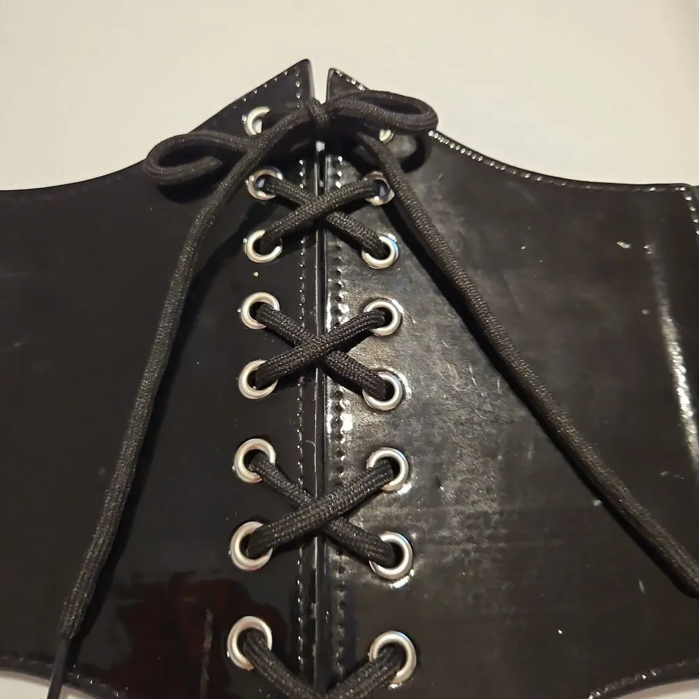 Black Lace-Up Corset Belt  Elastic Strech waist 26
